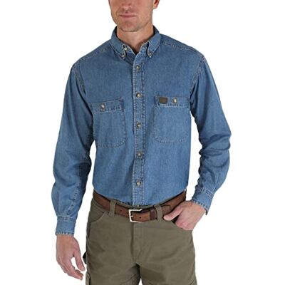 Wrangler RIGGS WORKWEAR herr stor och hög denim arbetsskjorta Wrangler RIGGS WORKWEAR herr stor och hög denim arbetsskjorta