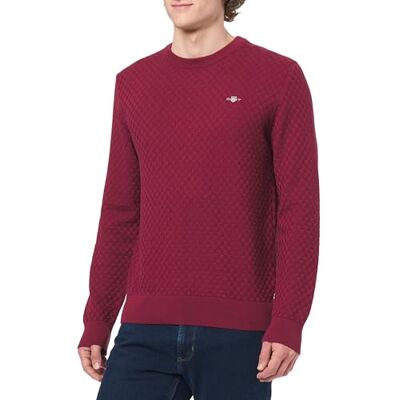 GANT Micro textur C-hals, Plumped Red, XXL GANT Micro textur C-hals, Plumped Red, XXL