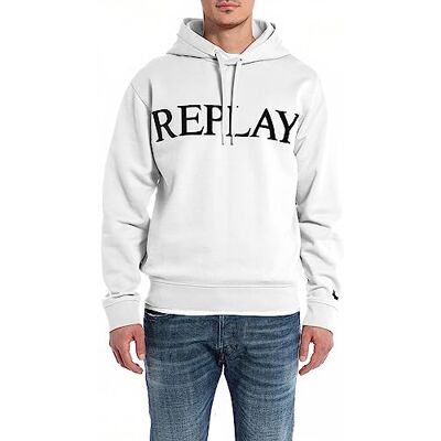 Replay Huvtröja för män med huva, Vit 001, L Replay Huvtröja för män med huva, Vit 001, L