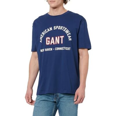 GANT Tryckt Graphic SS T-shirt, blå, XL GANT Tryckt Graphic SS T-shirt, blå, XL