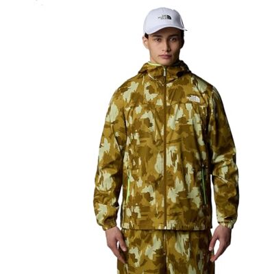 THE NORTH FACE män berg huva vind tryck mjuk skaljacka, bärnsten grön Aop Print, M THE NORTH FACE män berg huva vind tryck mjuk skaljacka, bärnsten grön Aop Print, M