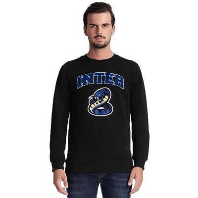 Inter Unisex-Vuxen Crew Neck Sweatshirt Officiell produkt, Exklusiv Tillbaka till Stadium-kollektion, 100% bomull, lämplig för alla svarta fans Inter Unisex-Vuxen Crew Neck Sweatshirt Officiell produkt, Exklusiv Tillbaka till Stadium-kollektion, 100% bomull, lämplig för alla svarta fans