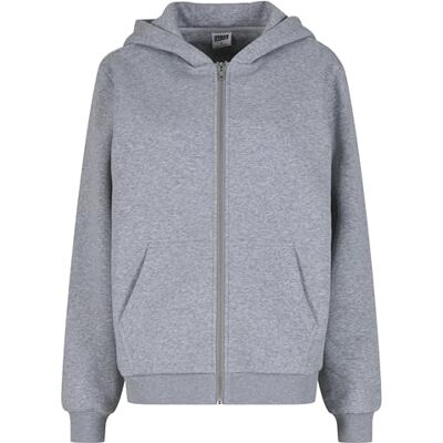 Urban Classics Huvtröja för kvinnor, kvinnor, fluffig huvtröja med dragkedja för kvinnor, lös passform, Lightasfal, 4XL Urban Classics Huvtröja för kvinnor, kvinnor, fluffig huvtröja med dragkedja för kvinnor, lös passform, Lightasfal, 4XL