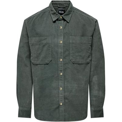 Only & Sons ONSALP RLX 2-pack WASHD Cord LS skjorta NOOS, Castor Gray, XS Only & Sons ONSALP RLX 2-pack WASHD Cord LS skjorta NOOS, Castor Gray, XS