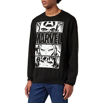 Marvel mäns Hero Eyes Light Sweatshirt, Svart, S Marvel mäns Hero Eyes Light Sweatshirt, Svart, S