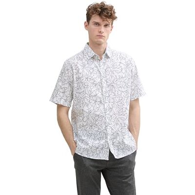 TOM TAILOR herrskjorta, 37340 – Vit outline Flower Design, M TOM TAILOR herrskjorta, 37340 – Vit outline Flower Design, M