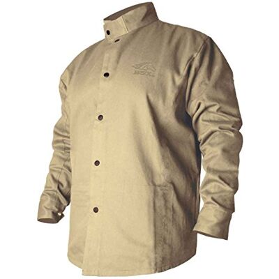 Black Stallion Mens Long Sleeve Revco BSX BXTN9C Khaki Fire Resistant Cotton Welding Jacket, Large, Brown, Large US Black Stallion Mens Long Sleeve Revco BSX BXTN9C Khaki Fire Resistant Cotton Welding Jacket, Large, Brown, Large US