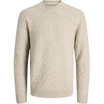 JACK & JONES Jprblasimon struktur stickad crew neck, Silverfoder, XL JACK & JONES Jprblasimon struktur stickad crew neck, Silverfoder, XL