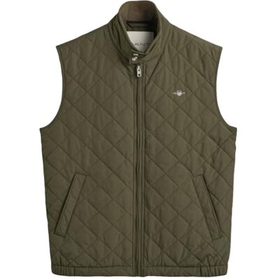 GANT Quiltad vindcheater väst för män, junipergrön, standard, Juniper grön, XXL GANT Quiltad vindcheater väst för män, junipergrön, standard, Juniper grön, XXL