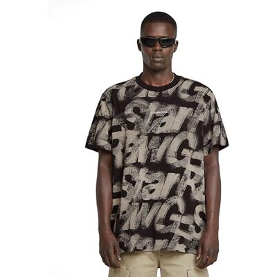 G-STAR mäns sprayade bokstäver lös t-shirt, Flerfärgad (Lt Krita Sprayade bokstäver D26290-c338-h264), L G-STAR mäns sprayade bokstäver lös t-shirt, Flerfärgad (Lt Krita Sprayade bokstäver D26290-c338-h264), L