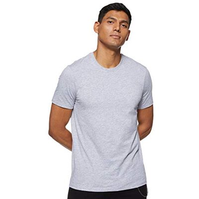 Giorgio Armani enkel basic Pima Crew Neck T-Shirt för män, Grå, S Giorgio Armani enkel basic Pima Crew Neck T-Shirt för män, Grå, S