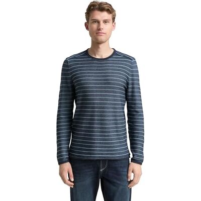 TOM TAILOR herrtröja, 39197 – Denim blå marinblå randig, M TOM TAILOR herrtröja, 39197 – Denim blå marinblå randig, M