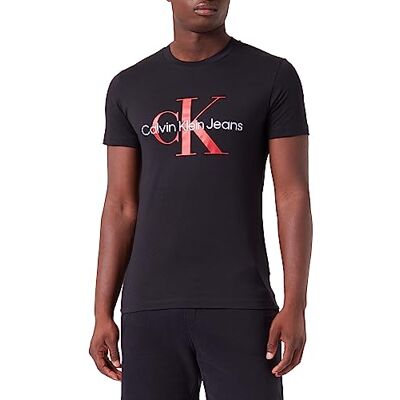 Calvin mäns S/S T-shirts, Svart (Svart (Ck Svart/Salsa), XS Calvin mäns S/S T-shirts, Svart (Svart (Ck Svart/Salsa), XS