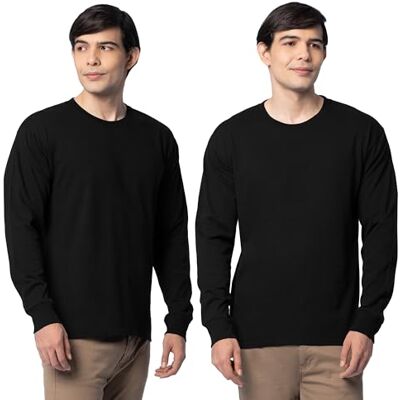 Fruit of the Loom herr Eversoft bomull långärmad t-shirts, andas och fukttransporterande med luktkontroll, Långärmad – svart bläck, S Fruit of the Loom herr Eversoft bomull långärmad t-shirts, andas och fukttransporterande med luktkontroll, Långärmad – svart bläck, S