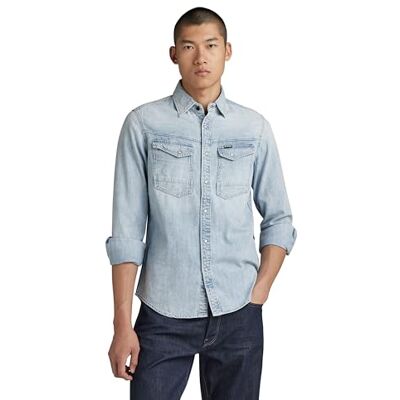 G-STAR RAW G-STAR Dakota Slim Shirt för män, Blå (Sun Faded Blue Mist D23616-d252-g342), S G-STAR RAW G-STAR Dakota Slim Shirt för män, Blå (Sun Faded Blue Mist D23616-d252-g342), S
