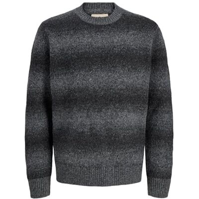 JACK & JONES Jprblutyler stickad randig crew neck, Mörkgrå melange, XS JACK & JONES Jprblutyler stickad randig crew neck, Mörkgrå melange, XS