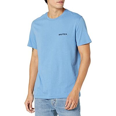 Nautica Kortärmad T-shirt med rund hals för män, Rivieria blå solid, L Nautica Kortärmad T-shirt med rund hals för män, Rivieria blå solid, L