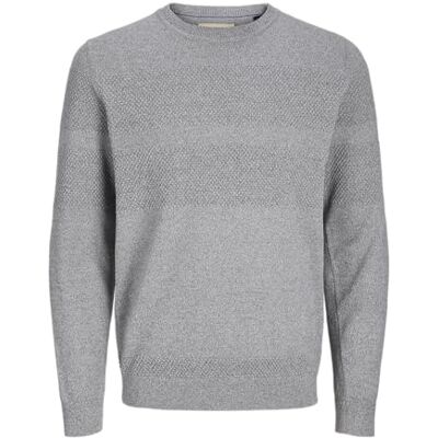 JACK & JONES JACK&JONES JPRBLUNOAH Knit Crew Neck BF, Ljusgrå melange/detalj: twist/placeringsstruktur, S JACK & JONES JACK&JONES JPRBLUNOAH Knit Crew Neck BF, Ljusgrå melange/detalj: twist/placeringsstruktur, S