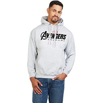 Marvel Avengers Endgame-logotyp huvtröja för män, Grå (Grå Marl Spo), XL Marvel Avengers Endgame-logotyp huvtröja för män, Grå (Grå Marl Spo), XL