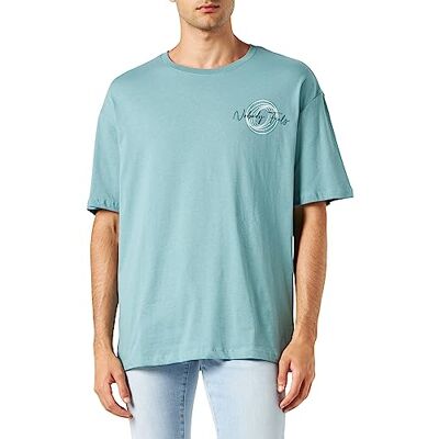 Koton Herr överdimensionerad T-shirt slogan tryckt kortärmad crew neck, Grön (770), M Koton Herr överdimensionerad T-shirt slogan tryckt kortärmad crew neck, Grön (770), M