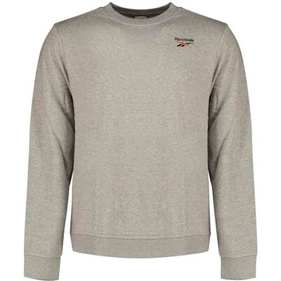 Reebok Identity SMALL Logo FT Crew, Medium Grey Heather/Vector Red, M Reebok Identity SMALL Logo FT Crew, Medium Grey Heather/Vector Red, M