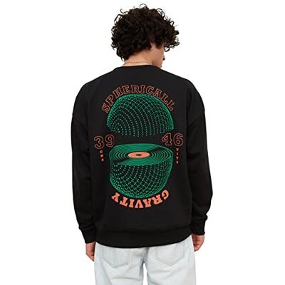 Trendyol Herr rund hals vanlig vanlig sweatshirt, svart, L, Svart, L Trendyol Herr rund hals vanlig vanlig sweatshirt, svart, L, Svart, L