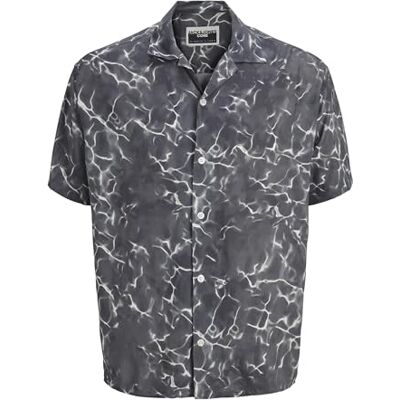 JACK & JONES Jcoinfinity AOP Resort Shirt Ss, svart, XL JACK & JONES Jcoinfinity AOP Resort Shirt Ss, svart, XL