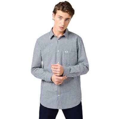 Wrangler 1 PKT skjorta, marin gingham, S Wrangler 1 PKT skjorta, marin gingham, S