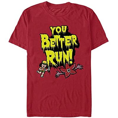 Stranger Things Herr Better Run Short Sleeve t-shirt, tegelröd, M, Tegel röd, M Stranger Things Herr Better Run Short Sleeve t-shirt, tegelröd, M, Tegel röd, M
