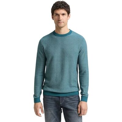 TOM TAILOR herrtröja, 39439 – Petrol Offwhite Dot Stripe, S TOM TAILOR herrtröja, 39439 – Petrol Offwhite Dot Stripe, S