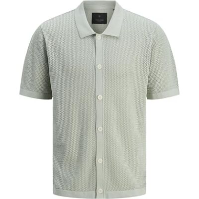 JACK & JONES Jprblaarto Knit Polo Ss, Aqua Gray, L JACK & JONES Jprblaarto Knit Polo Ss, Aqua Gray, L