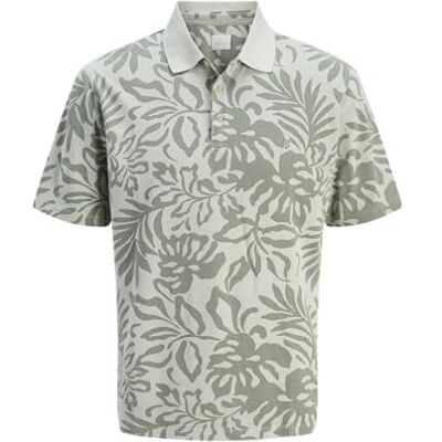 JACK & JONES Jprbluwilliam Ss Aop Polo, Aqua Gray, XS JACK & JONES Jprbluwilliam Ss Aop Polo, Aqua Gray, XS