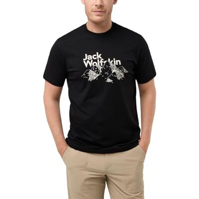 Jack Wolfskin Bergsutsikt T M T-shirt för män, svart, M Jack Wolfskin Bergsutsikt T M T-shirt för män, svart, M