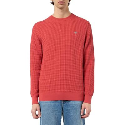 GANT TEXTURED COTTON C-NECK, Tegel röd, XXL GANT TEXTURED COTTON C-NECK, Tegel röd, XXL