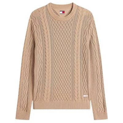 Tommy Jeans herr TJM SLM bricka kabelstickad tröja DM0DM22101, brun, XXL, Brun (kustnära brungrå tonal), XXL Tommy Jeans herr TJM SLM bricka kabelstickad tröja DM0DM22101, brun, XXL, Brun (kustnära brungrå tonal), XXL