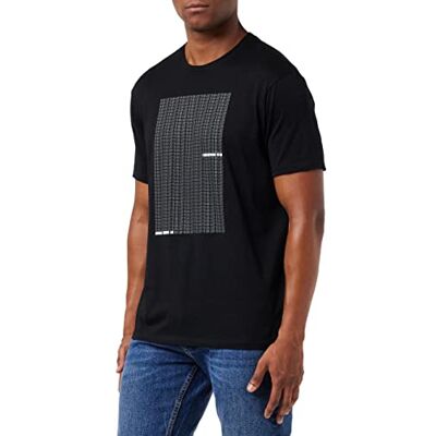 Giorgio Armani Herr rund hals, logotyp mönster på framsidan t-shirt, svart, extra liten Giorgio Armani Herr rund hals, logotyp mönster på framsidan t-shirt, svart, extra liten