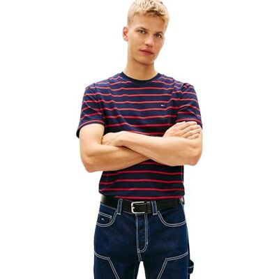 Tommy Jeans herr TJM Reg Stripe Ss Tee Ext DM0DM22544 S/S t-shirt, blå (mörk natt marinblå randig), 3XL Tommy Jeans herr TJM Reg Stripe Ss Tee Ext DM0DM22544 S/S t-shirt, blå (mörk natt marinblå randig), 3XL