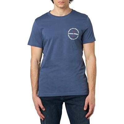 Tommy Hilfiger herr Hilfiger rund t-shirt S/S t-shirts, blå, M, Bleknar indigo, M Tommy Hilfiger herr Hilfiger rund t-shirt S/S t-shirts, blå, M, Bleknar indigo, M