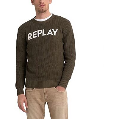 Replay herr tröja, 238 Army Green, XS Replay herr tröja, 238 Army Green, XS