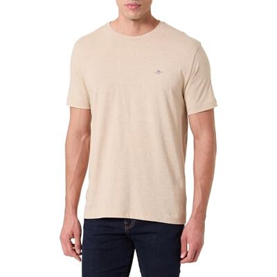 GANT Reg Shield Ss T-shirt för män, Beige, M GANT Reg Shield Ss T-shirt för män, Beige, M