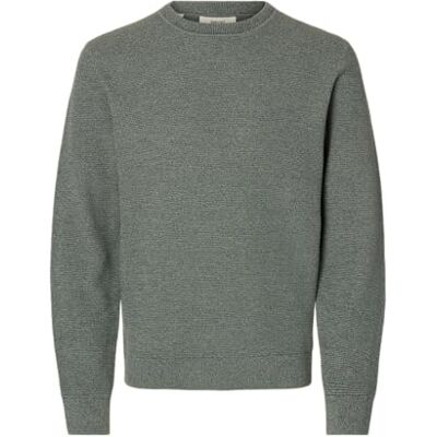 SELECTED MEN SELECTED Män Slhross Ls Knit Structure Crew Neck Noos, Balsamgrön, XL SELECTED MEN SELECTED Män Slhross Ls Knit Structure Crew Neck Noos, Balsamgrön, XL