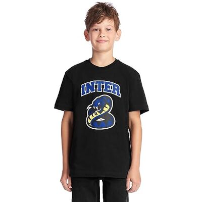 Inter T-shirt, vuxen-unisex, officiell produkt, biscion design exklusiv kollektion tillbaka till stadion, 100% bomull, lämplig för alla fans med svart blå Inter T-shirt, vuxen-unisex, officiell produkt, biscion design exklusiv kollektion tillbaka till stadion, 100% bomull, lämplig för alla fans med svart blå