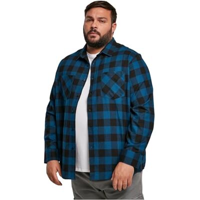 Urban Classics Skjorta med rutig flanell för män, blå/svart, XXL, Blå/svart, XXL Urban Classics Skjorta med rutig flanell för män, blå/svart, XXL, Blå/svart, XXL