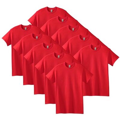Gildan herr T-shirt Tung T-shirt i bomull, stil G5000, Röd (10-pack), S Gildan herr T-shirt Tung T-shirt i bomull, stil G5000, Röd (10-pack), S