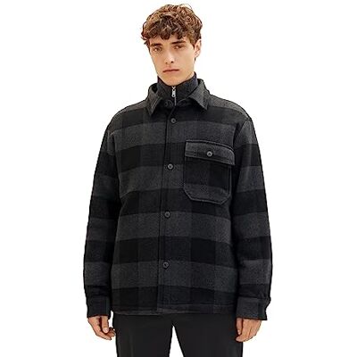TOM TAILOR Denim herr mysig flanell övertröja rutig jacka, 32664-svart grå buffelkontroll, XL TOM TAILOR Denim herr mysig flanell övertröja rutig jacka, 32664-svart grå buffelkontroll, XL