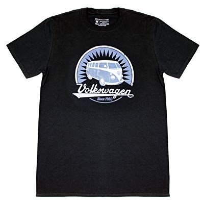 BRISA VW Collection – Volkswagen t-shirt unisex kortärmad och rund krage med T1 Bulli buss-motiv av bomull utan sidosömmar (S-XXL), Vintage logotyp/svart, XXL BRISA VW Collection – Volkswagen t-shirt unisex kortärmad och rund krage med T1 Bulli buss-motiv av bomull utan sidosömmar (S-XXL), Vintage logotyp/svart, XXL