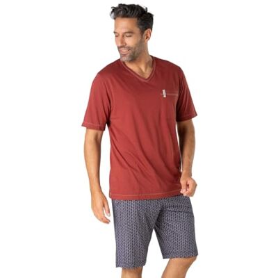 EMINENCE Kort pyjamas för män i ekologisk bomull 100% ekologisk bomull tröja kortärmad T-shirt med V-ringning + shorts med 2 fickor Oeko-TEX® Standard 100 etikett och GOTS-certifierad, Rost EMINENCE Kort pyjamas för män i ekologisk bomull 100% ekologisk bomull tröja kortärmad T-shirt med V-ringning + shorts med 2 fickor Oeko-TEX® Standard 100 etikett och GOTS-certifierad, Rost