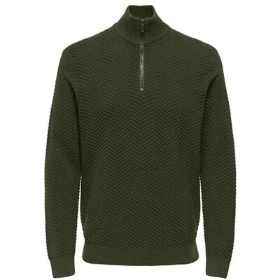 Only & Sons Onsmace Reg fiskben halv dragkedja stickad Ns, OLIVNATT, 3XL Only & Sons Onsmace Reg fiskben halv dragkedja stickad Ns, OLIVNATT, 3XL