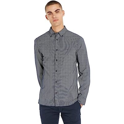Tommy Hilfiger Casual herrskjortor, Blå (kolmarinblå/vit), XS Tommy Hilfiger Casual herrskjortor, Blå (kolmarinblå/vit), XS