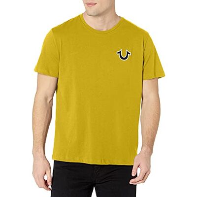 True Religion Buddha-logotyp för män, kortärmad t-shirt, Senapsgul, S True Religion Buddha-logotyp för män, kortärmad t-shirt, Senapsgul, S